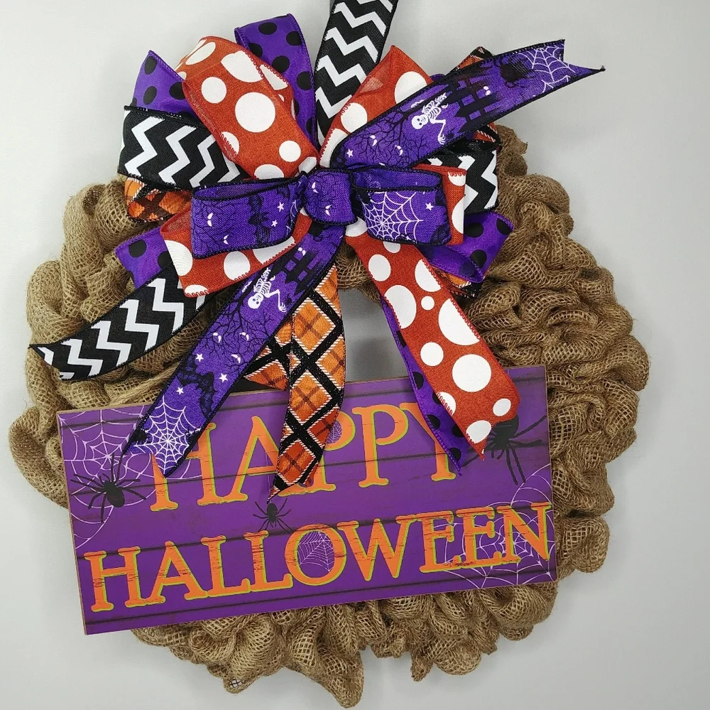 Halloween Burlap Wreath Handmade